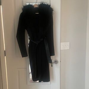 Preston & York Black Coat with Fur Trim